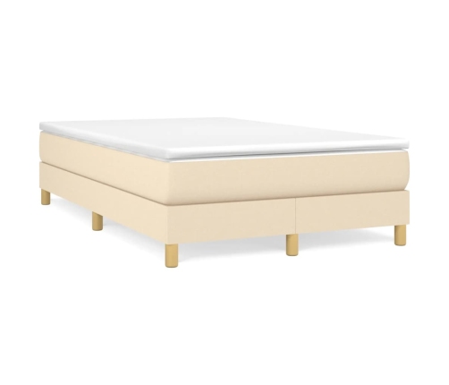 Cama box spring con colchón tela color crema 120x200 cm