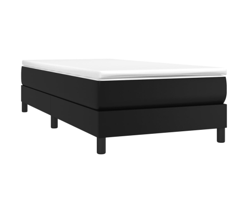 Cama box spring con colchón cuero sintético negro 90x190 cm