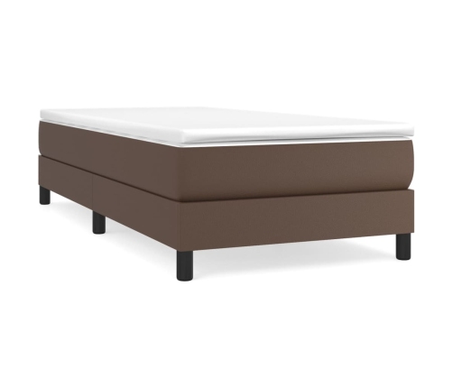 vidaXL Cama box spring con colchón cuero sintético marrón 90x200 cm