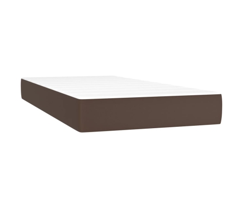 vidaXL Cama box spring con colchón cuero sintético marrón 90x200 cm