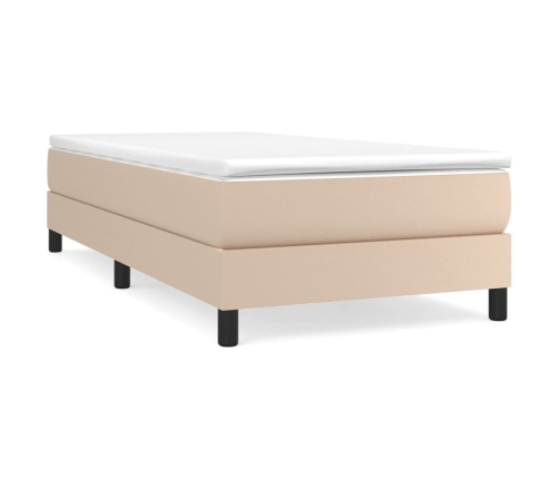 vidaXL Cama box spring con colchón cuero sintético capuchino 90x200 cm