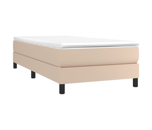 Cama box spring con colchón cuero sintético capuchino 100x200cm