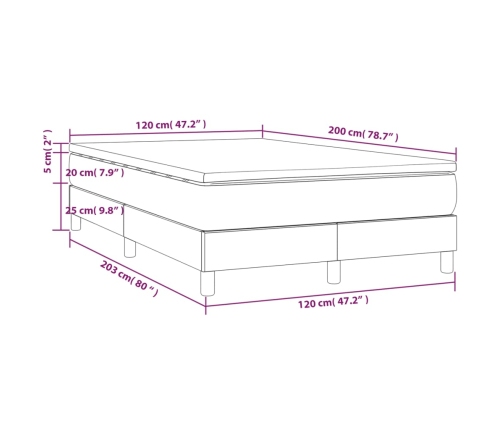 Cama box spring con colchón cuero sintético blanco 120x200 cm