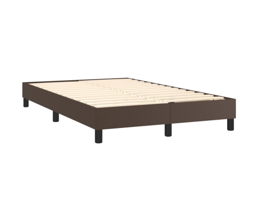 Cama box spring con colchón cuero sintético marrón 120x200 cm