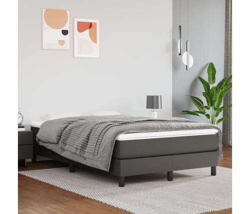 Cama box spring con colchón cuero sintético gris 120x200 cm