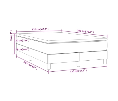 Cama box spring con colchón cuero sintético capuchino 120x200cm