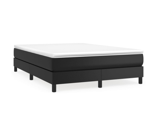 Cama box spring con colchón cuero sintético negro 140x190 cm