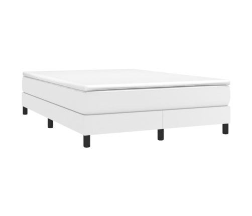 vidaXL Cama box spring con colchón cuero sintético blanco 140x190 cm