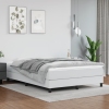 Cama box spring con colchón cuero sintético blanco 140x190 cm