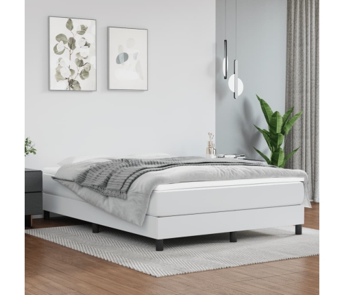 vidaXL Cama box spring con colchón cuero sintético blanco 140x190 cm