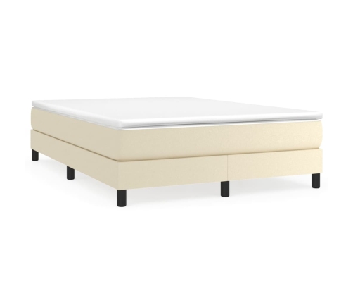 Cama box spring con colchón cuero sintético crema 140x190 cm