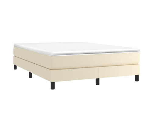 Cama box spring con colchón cuero sintético crema 140x190 cm