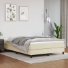 Cama box spring con colchón cuero sintético crema 140x190 cm