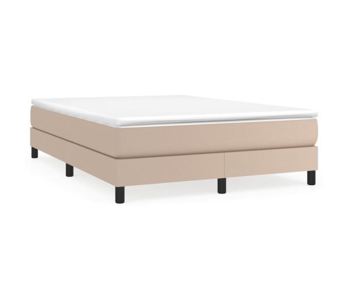 Cama box spring con colchón cuero sintético capuchino 140x190cm