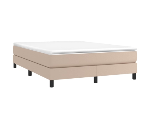 Cama box spring con colchón cuero sintético capuchino 140x190cm