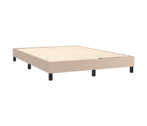 Cama box spring con colchón cuero sintético capuchino 140x190cm