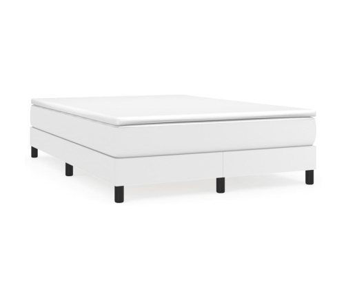 Cama box spring con colchón cuero sintético blanco 140x200cm