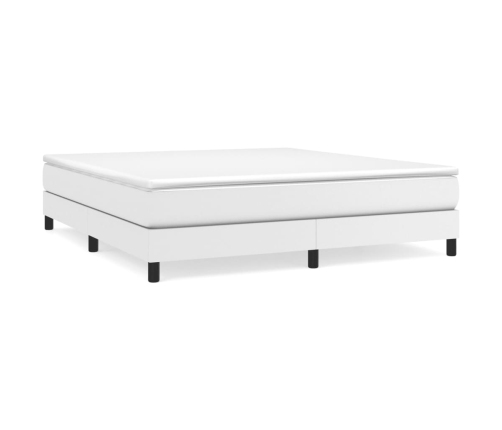 Cama box spring con colchón cuero sintético blanco 160x200 cm