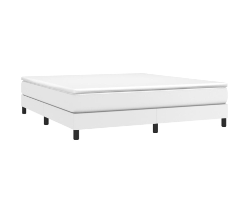 Cama box spring con colchón cuero sintético blanco 160x200 cm