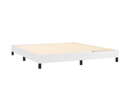 Cama box spring con colchón cuero sintético blanco 160x200 cm