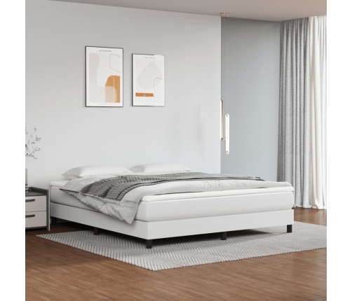 Cama box spring con colchón cuero sintético blanco 160x200 cm