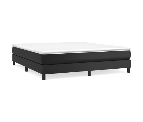 Cama box spring con colchón cuero sintético negro 180x200 cm