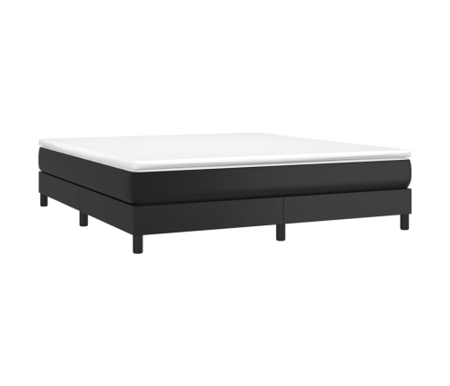 Cama box spring con colchón cuero sintético negro 180x200 cm