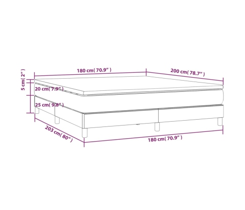 Cama box spring con colchón cuero sintético blanco 180x200 cm