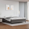 Cama box spring con colchón cuero sintético gris 180x200 cm