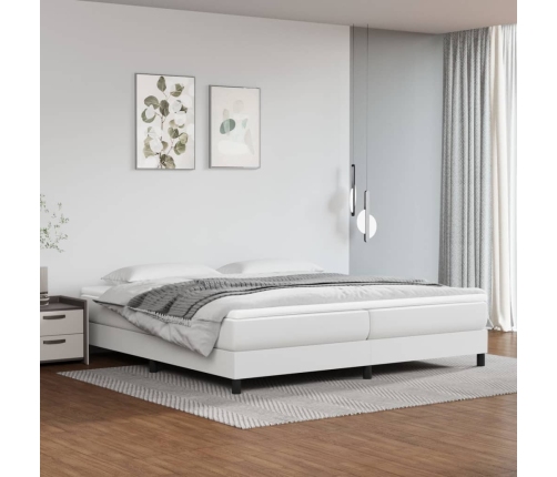 vidaXL Cama box spring con colchón cuero sintético blanco 200x200 cm