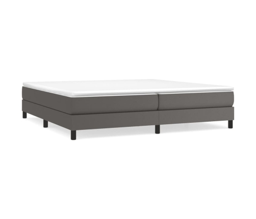 Cama box spring con colchón cuero sintético gris 200x200 cm