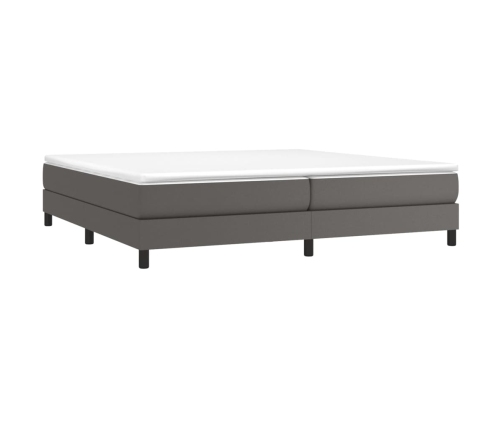 Cama box spring con colchón cuero sintético gris 200x200 cm