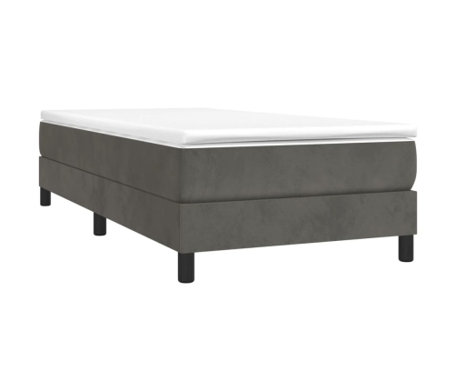 Cama box spring con colchón terciopelo gris oscuro 90x190 cm