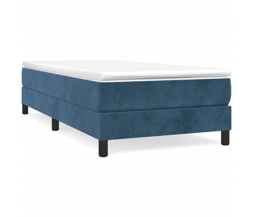 Cama box spring con colchón terciopelo azul oscuro 90x190 cm