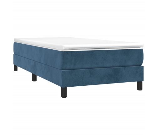 Cama box spring con colchón terciopelo azul oscuro 90x190 cm