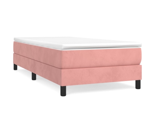 Cama box spring con colchón terciopelo rosa 90x190 cm