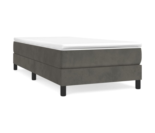 Cama box spring con colchón terciopelo gris oscuro 90x200 cm