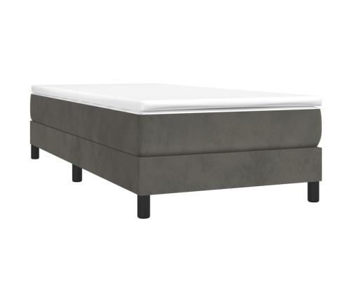 Cama box spring con colchón terciopelo gris oscuro 90x200 cm