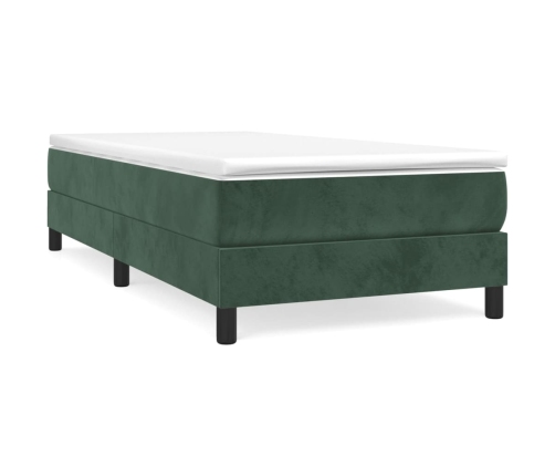 Cama box spring con colchón terciopelo verde oscuro 90x200 cm
