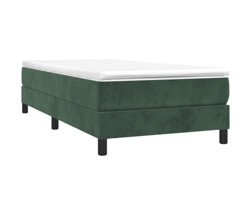 Cama box spring con colchón terciopelo verde oscuro 90x200 cm