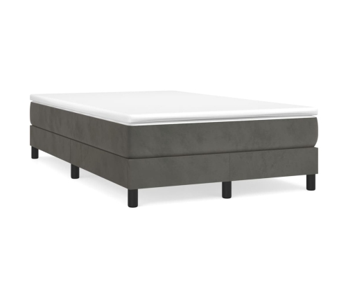 Cama box spring con colchón terciopelo gris oscuro 120x200 cm