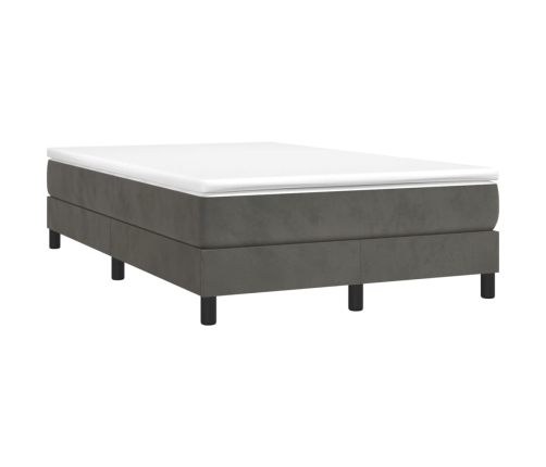 Cama box spring con colchón terciopelo gris oscuro 120x200 cm