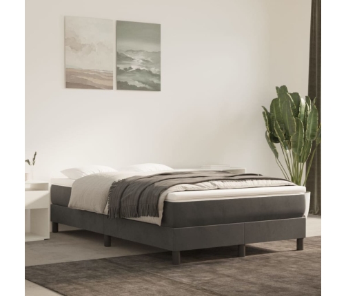 Cama box spring con colchón terciopelo gris oscuro 120x200 cm