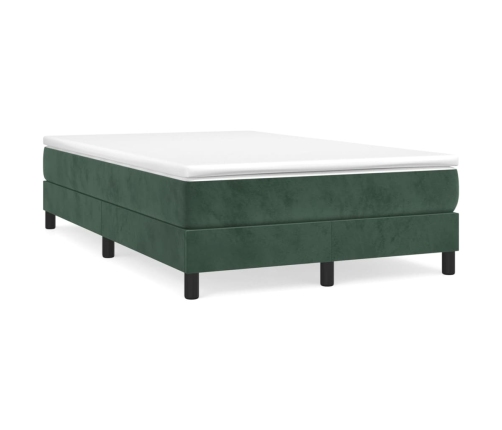 vidaXL Cama box spring con colchón terciopelo verde oscuro 120x200 cm