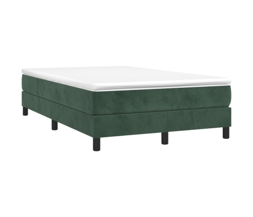 vidaXL Cama box spring con colchón terciopelo verde oscuro 120x200 cm