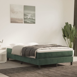 Cama box spring con colchón terciopelo verde oscuro 120x200 cm