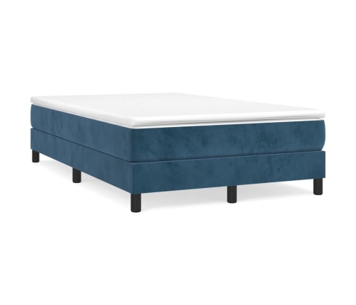 Cama box spring con colchón terciopelo azul oscuro 120x200 cm