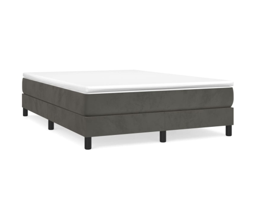 Cama box spring con colchón terciopelo gris oscuro 140x190 cm