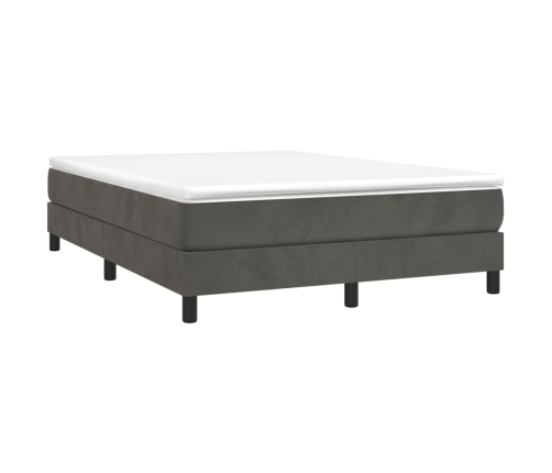 Cama box spring con colchón terciopelo gris oscuro 140x190 cm