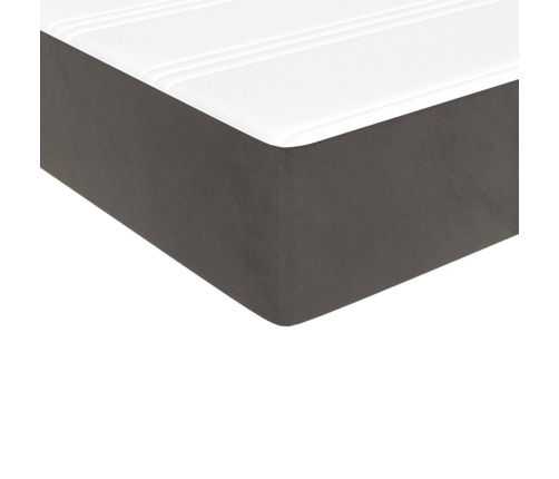 Cama box spring con colchón terciopelo gris oscuro 140x190 cm